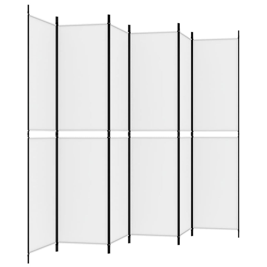 6-Panel Room Divider White 300x220 cm Fabric