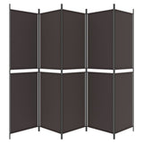 6-Panel Room Divider Brown 300x220 cm Fabric - Top-Down View