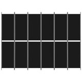 6-Panel Room Divider Black 300x220 cm Fabric