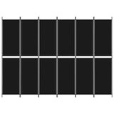 6-Panel Room Divider Black 300x220 cm Fabric - Side View