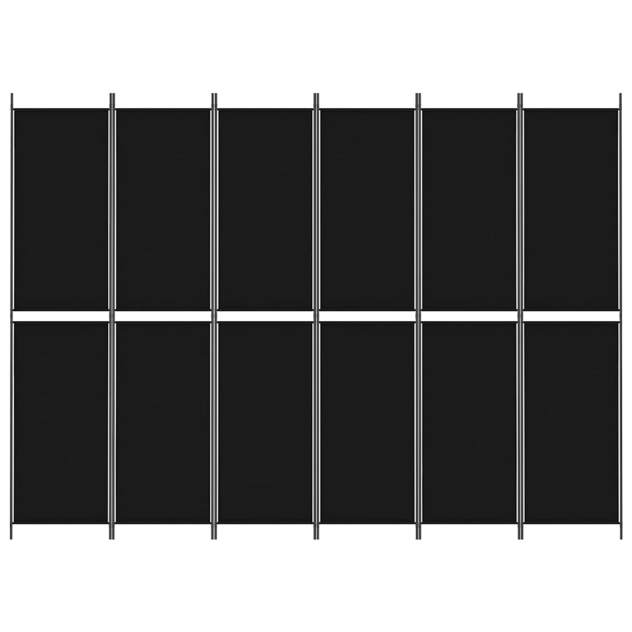 6-Panel Room Divider Black 300x220 cm Fabric