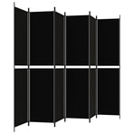 6-Panel Room Divider Black 300x220 cm Fabric