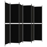 6-Panel Room Divider Black 300x220 cm Fabric - Top-Down View