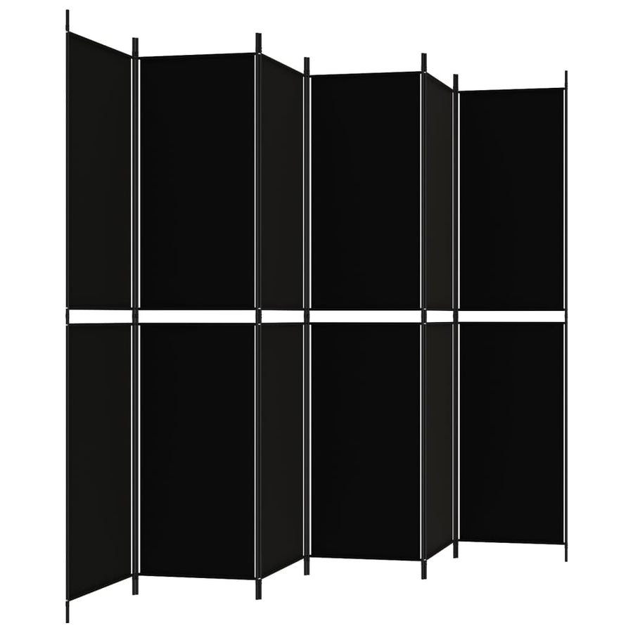 6-Panel Room Divider Black 300x220 cm Fabric