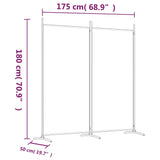 2-Panel Room Divider White 175x180 cm Fabric - Low Angle