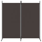 2-Panel Room Divider Brown 175x180 cm Fabric - Side View