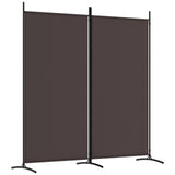 2-Panel Room Divider Brown 175x180 cm Fabric - Front View