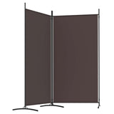 2-Panel Room Divider Brown 175x180 cm Fabric - Side View