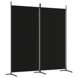 2-Panel Room Divider Black 175x180 cm Fabric - Front View