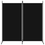 2-Panel Room Divider Black 175x180 cm Fabric - Side View