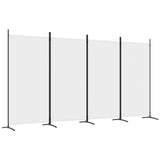 4-Panel Room Divider White 346x180 cm Fabric - Front View