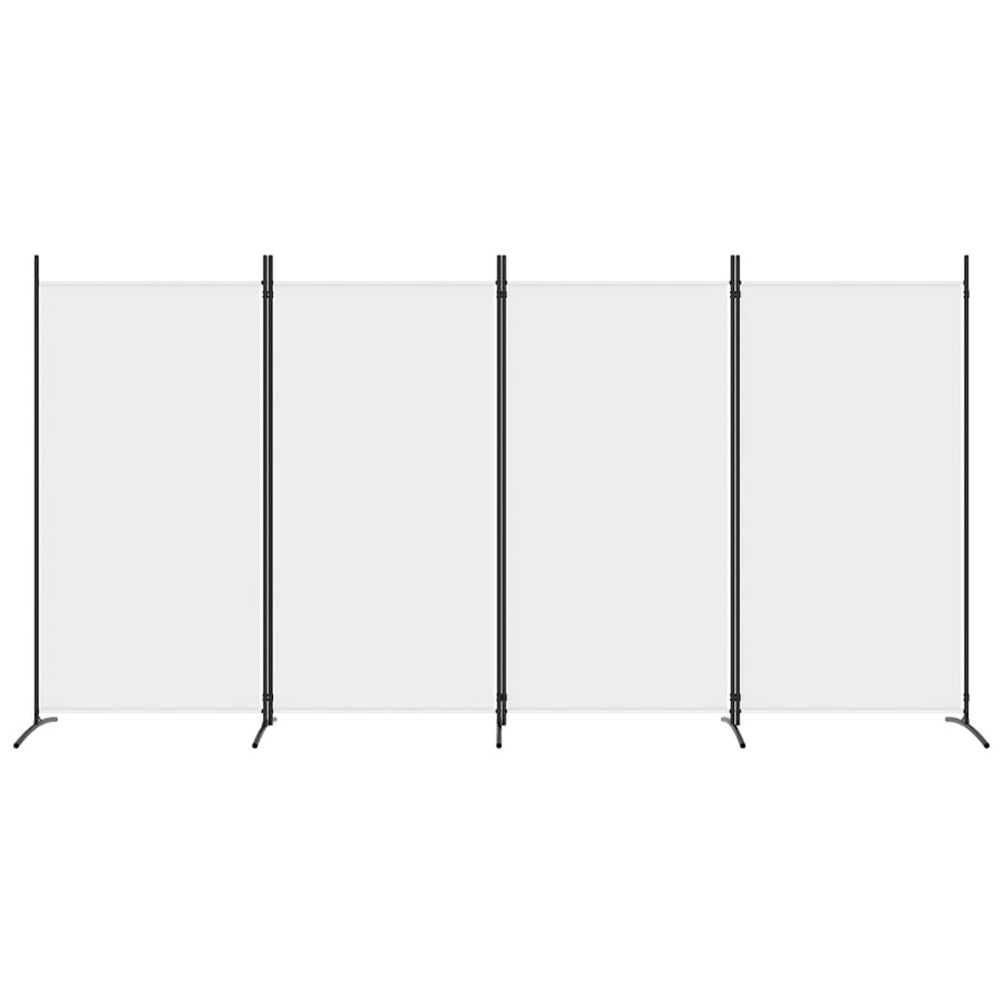4-Panel Room Divider White 346x180 cm Fabric