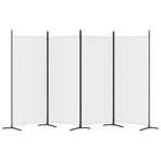 4-Panel Room Divider White 346x180 cm Fabric