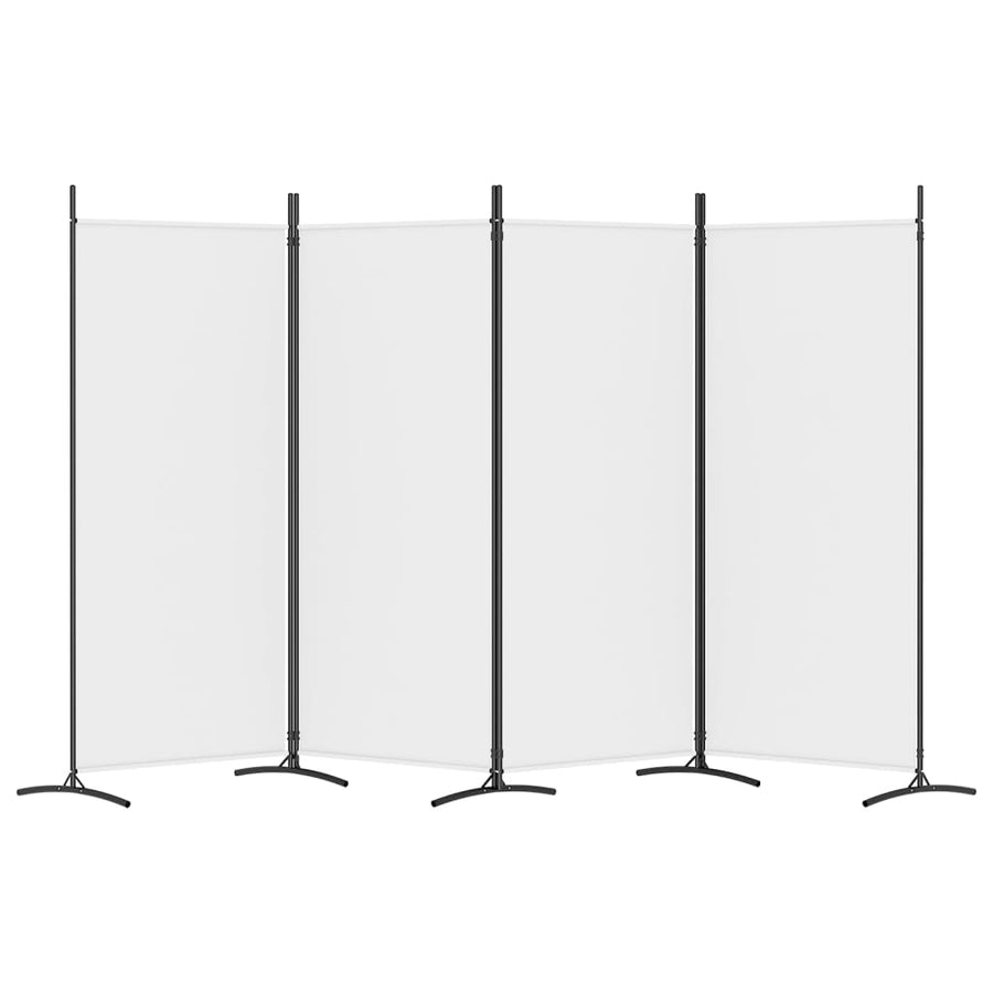 4-Panel Room Divider White 346x180 cm Fabric