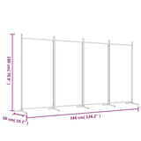 4-Panel Room Divider White 346x180 cm Fabric - Low Angle