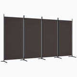 4-Panel Room Divider Brown 346x180 cm Fabric - Front View