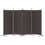 4-Panel Room Divider Brown 346x180 cm Fabric - Top-Down View