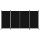4-Panel Room Divider Black 346x180 cm Fabric