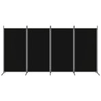 4-Panel Room Divider Black 346x180 cm Fabric