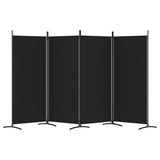 4-Panel Room Divider Black 346x180 cm Fabric
