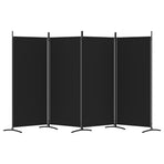 4-Panel Room Divider Black 346x180 cm Fabric