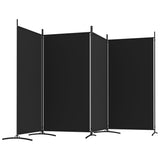 4-Panel Room Divider Black 346x180 cm Fabric - 45-Degree Angle