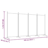 4-Panel Room Divider Black 346x180 cm Fabric - Low Angle
