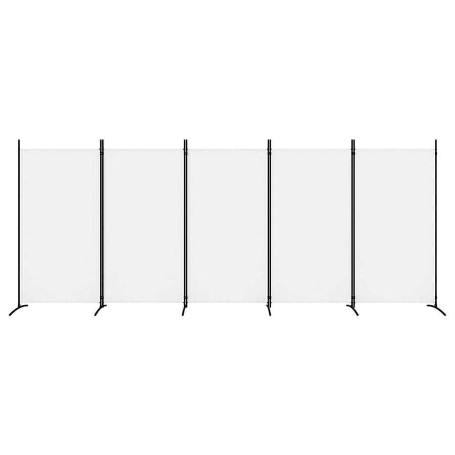 5-Panel Room Divider White 433x180 cm Fabric