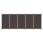 5-Panel Room Divider Brown 433x180 cm Fabric
