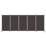 5-Panel Room Divider Brown 433x180 cm Fabric - Side View