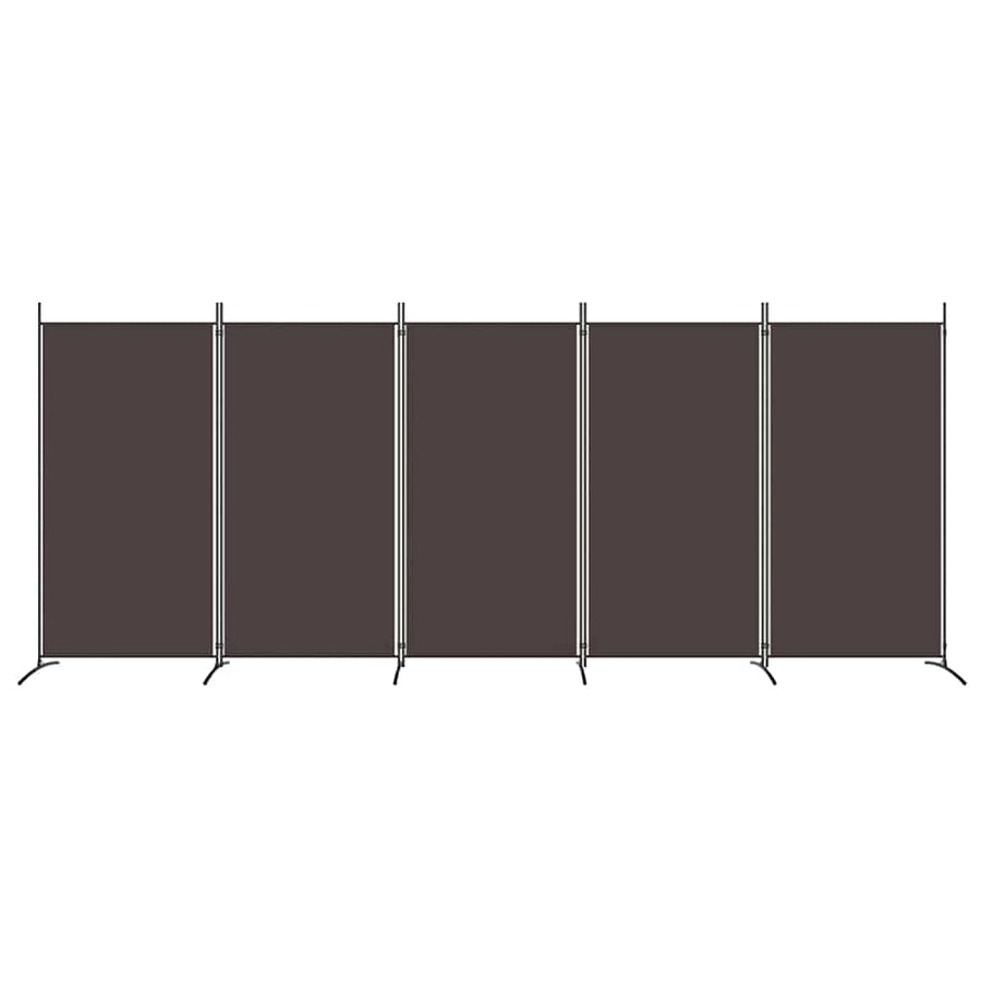 5-Panel Room Divider Brown 433x180 cm Fabric