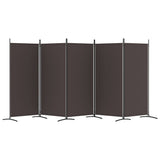 5-Panel Room Divider Brown 433x180 cm Fabric - Top-Down View