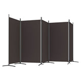 5-Panel Room Divider Brown 433x180 cm Fabric - 45-Degree Angle