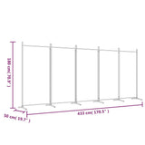 5-Panel Room Divider Brown 433x180 cm Fabric