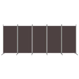 5-Panel Room Divider Brown 433x180 cm Fabric