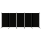 5-Panel Room Divider Black 433x180 cm Fabric