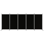 5-Panel Room Divider Black 433x180 cm Fabric