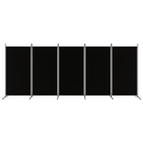 5-Panel Room Divider Black 433x180 cm Fabric - Side View