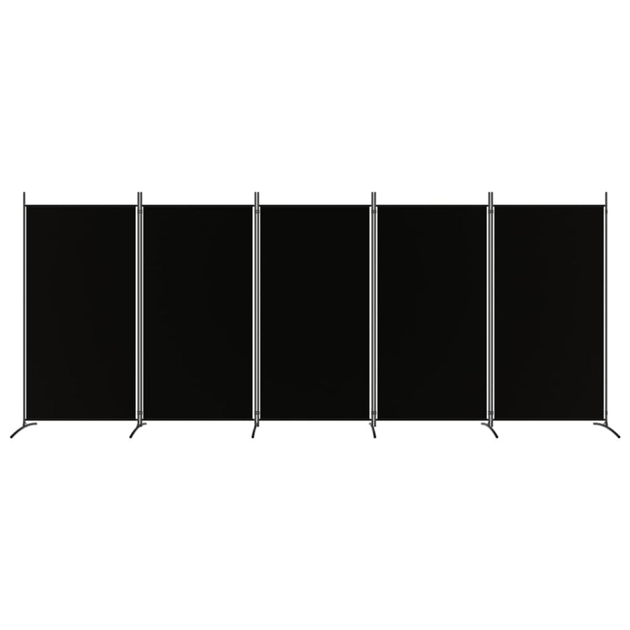 5-Panel Room Divider Black 433x180 cm Fabric