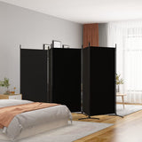 5-Panel Room Divider Black 433x180 cm Fabric