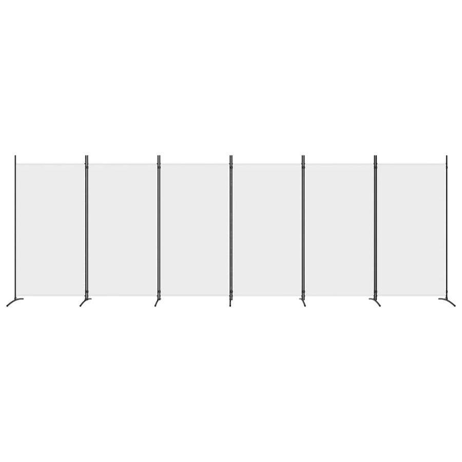 6-Panel Room Divider White 520x180 cm Fabric