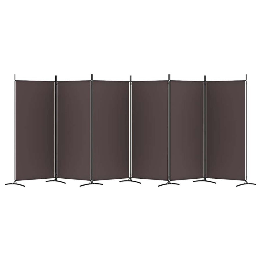 6-Panel Room Divider Brown 520x180 cm Fabric