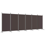 6-Panel Room Divider Brown 520x180 cm Fabric - Front View