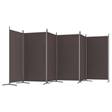 6-Panel Room Divider Brown 520x180 cm Fabric - Side View