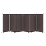 6-Panel Room Divider Brown 520x180 cm Fabric - Top-Down View