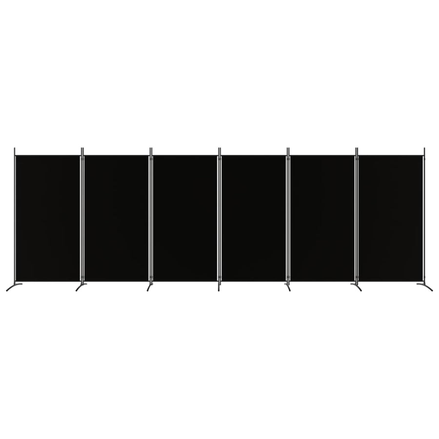 6-Panel Room Divider Black 520x180 cm Fabric