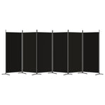 6-Panel Room Divider Black 520x180 cm Fabric