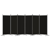 6-Panel Room Divider Black 520x180 cm Fabric - Top-Down View