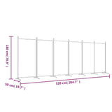 6-Panel Room Divider Black 520x180 cm Fabric