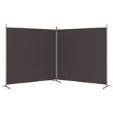 2-Panel Room Divider Brown 348x180 cm Fabric